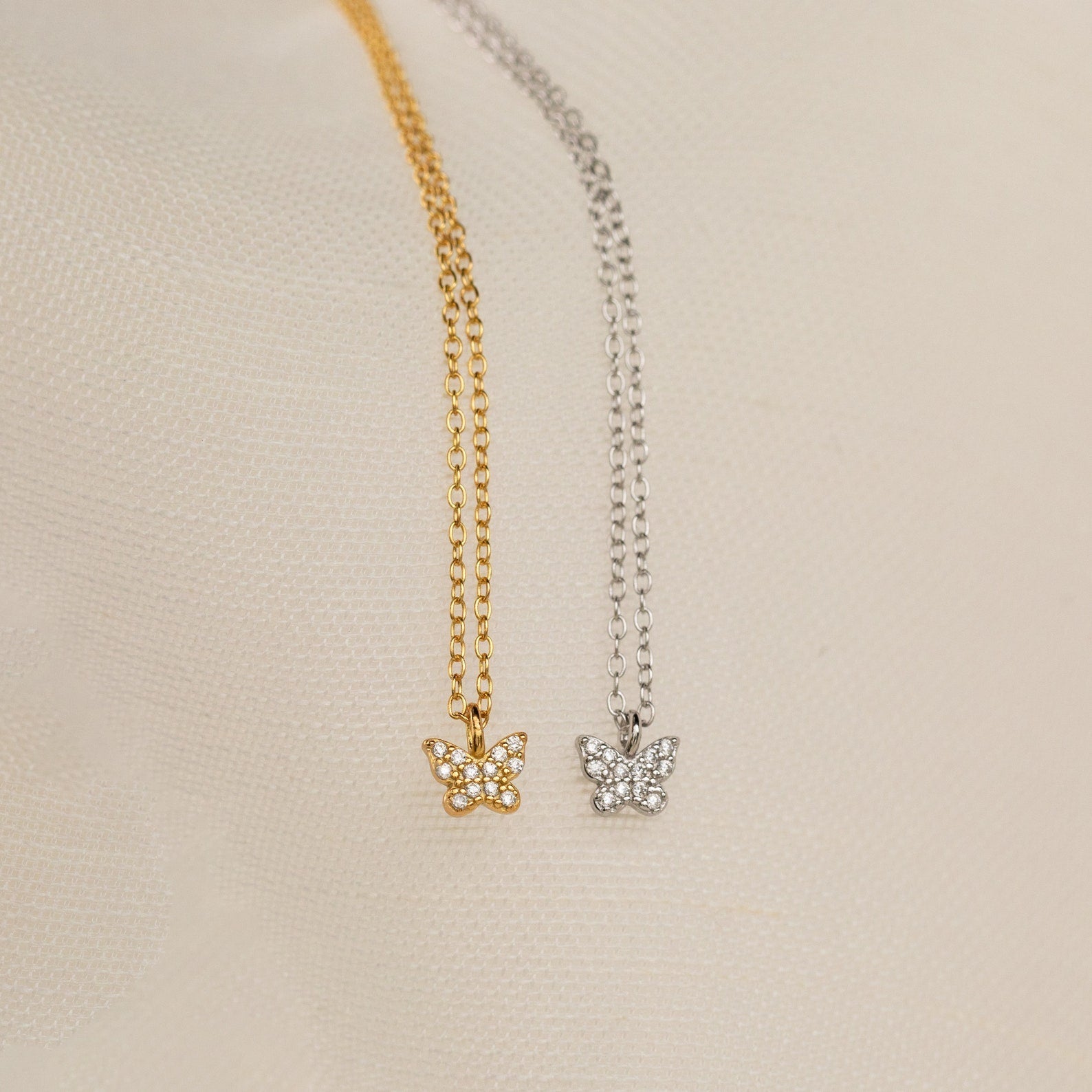 Madison Fero 18K Gold-Sterling Silver Mandy Pave Butterfly Necklace