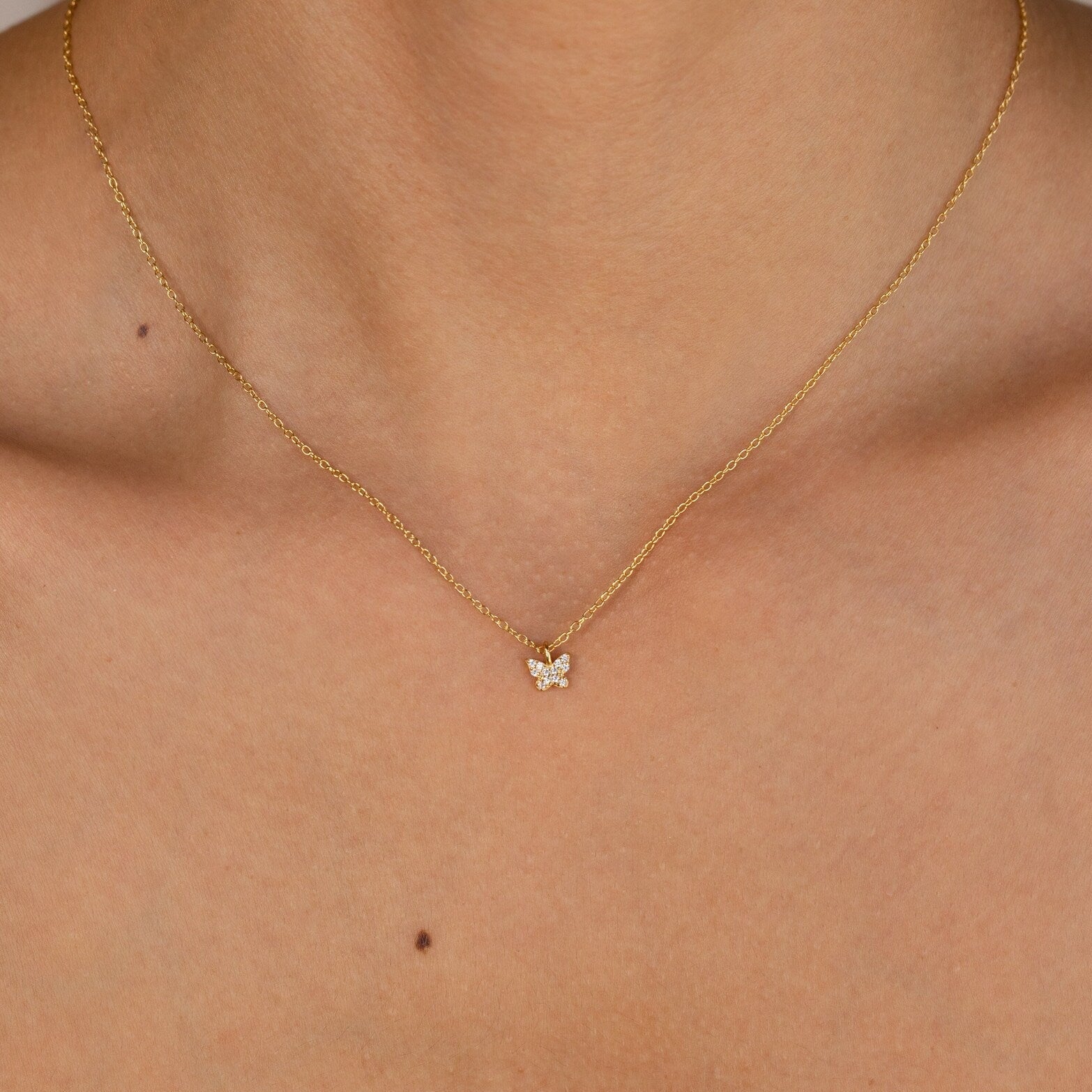Madison Fero 18K Gold-Sterling Silver Mandy Pave Butterfly Necklace