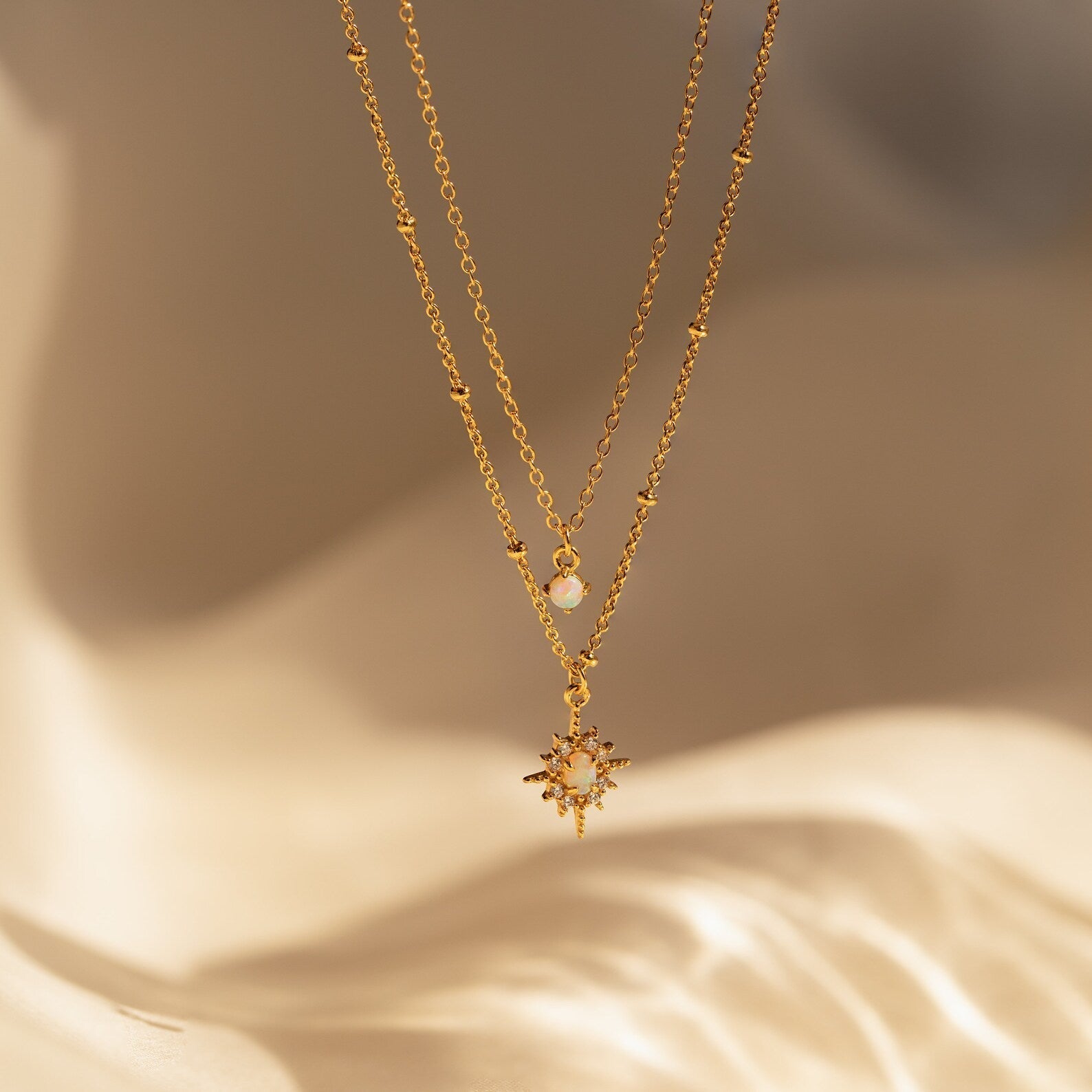 Madison Fero 18K Gold-Sterling Silver Opal Star Duo Necklace