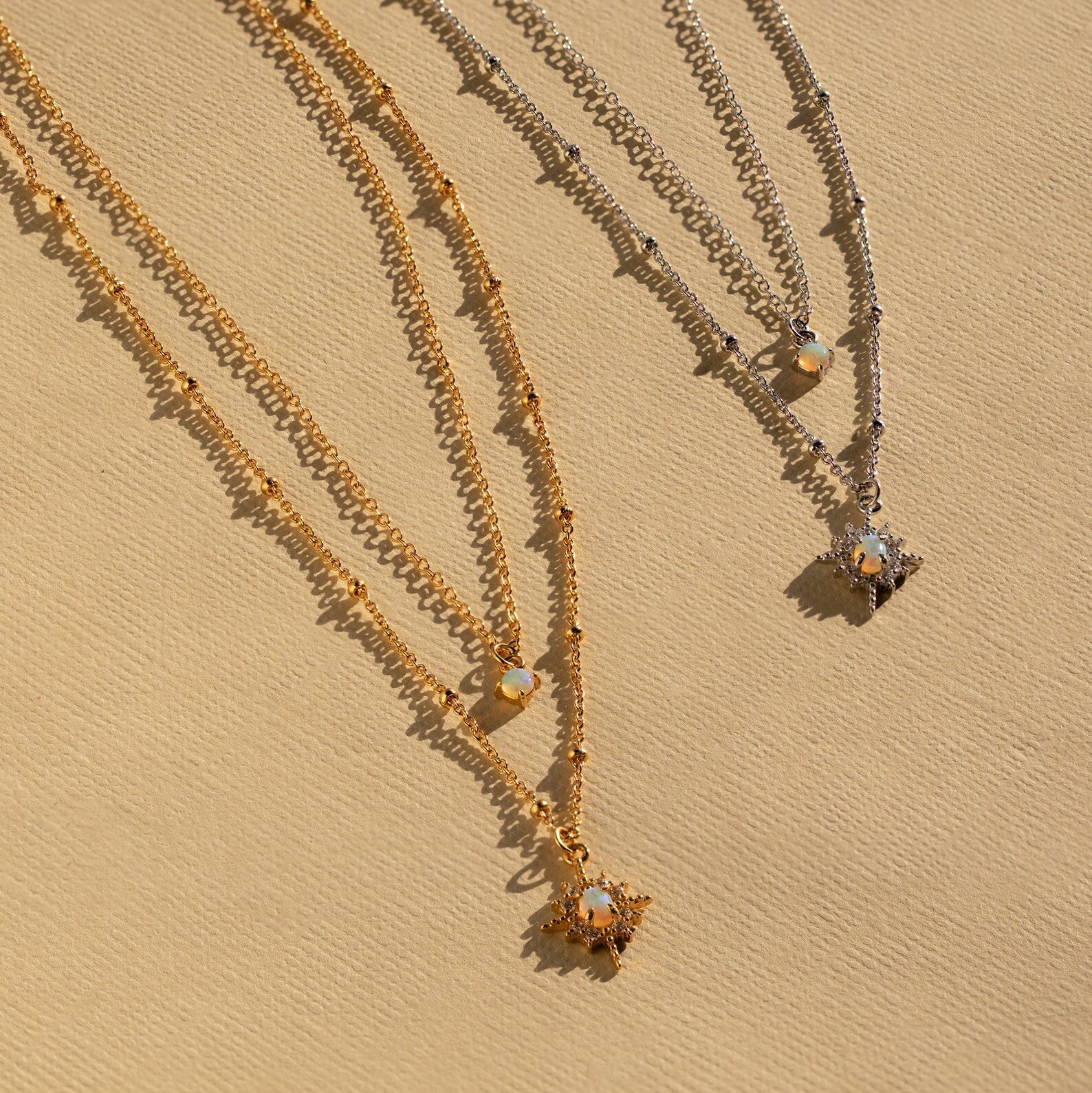 Madison Fero 18K Gold-Sterling Silver Opal Star Duo Necklace
