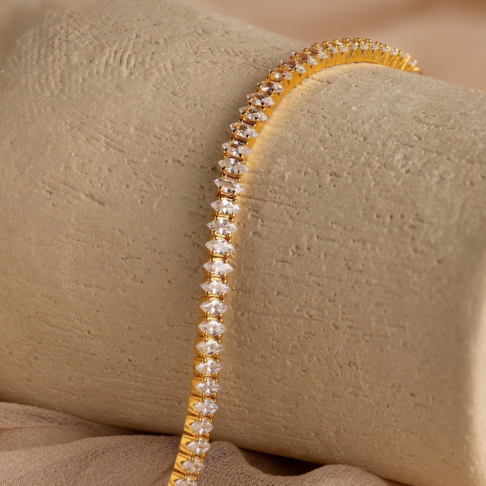 Madison Fero 18K Gold / 6 Inches-18K Gold / 6.5 Inches-18K Gold / 7 Inches-White Gold / 6 Inches-White Gold / 6.5 Inches-White Gold / 7 Inches Marquise Diamond Tennis Bracelet