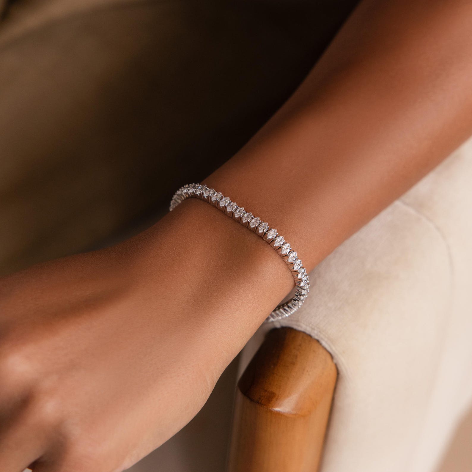 Madison Fero 18K Gold / 6 Inches-18K Gold / 6.5 Inches-18K Gold / 7 Inches-White Gold / 6 Inches-White Gold / 6.5 Inches-White Gold / 7 Inches Marquise Diamond Tennis Bracelet