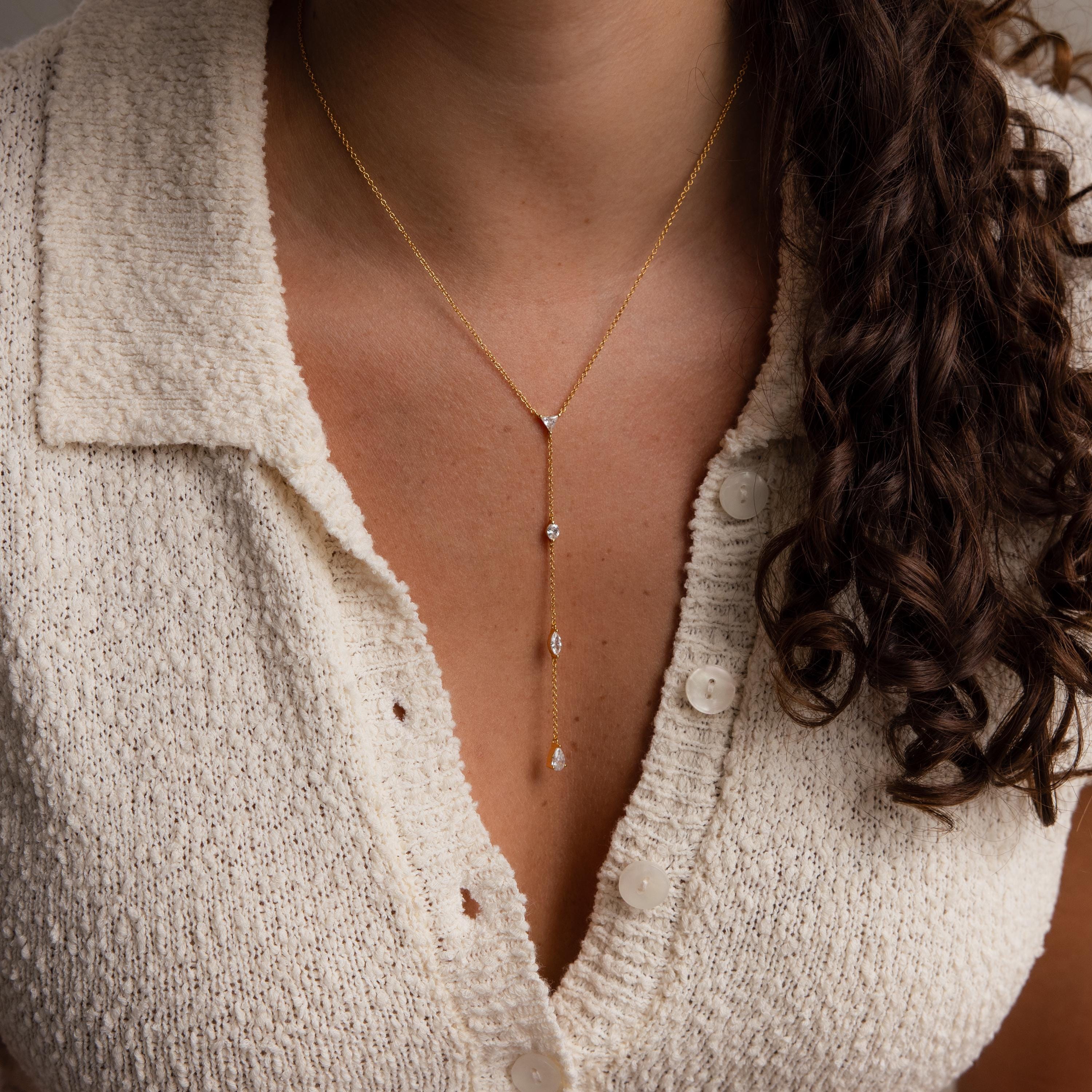 Madison Fero 18K Gold-Sterling Silver Mixed Diamond Lariat Necklace