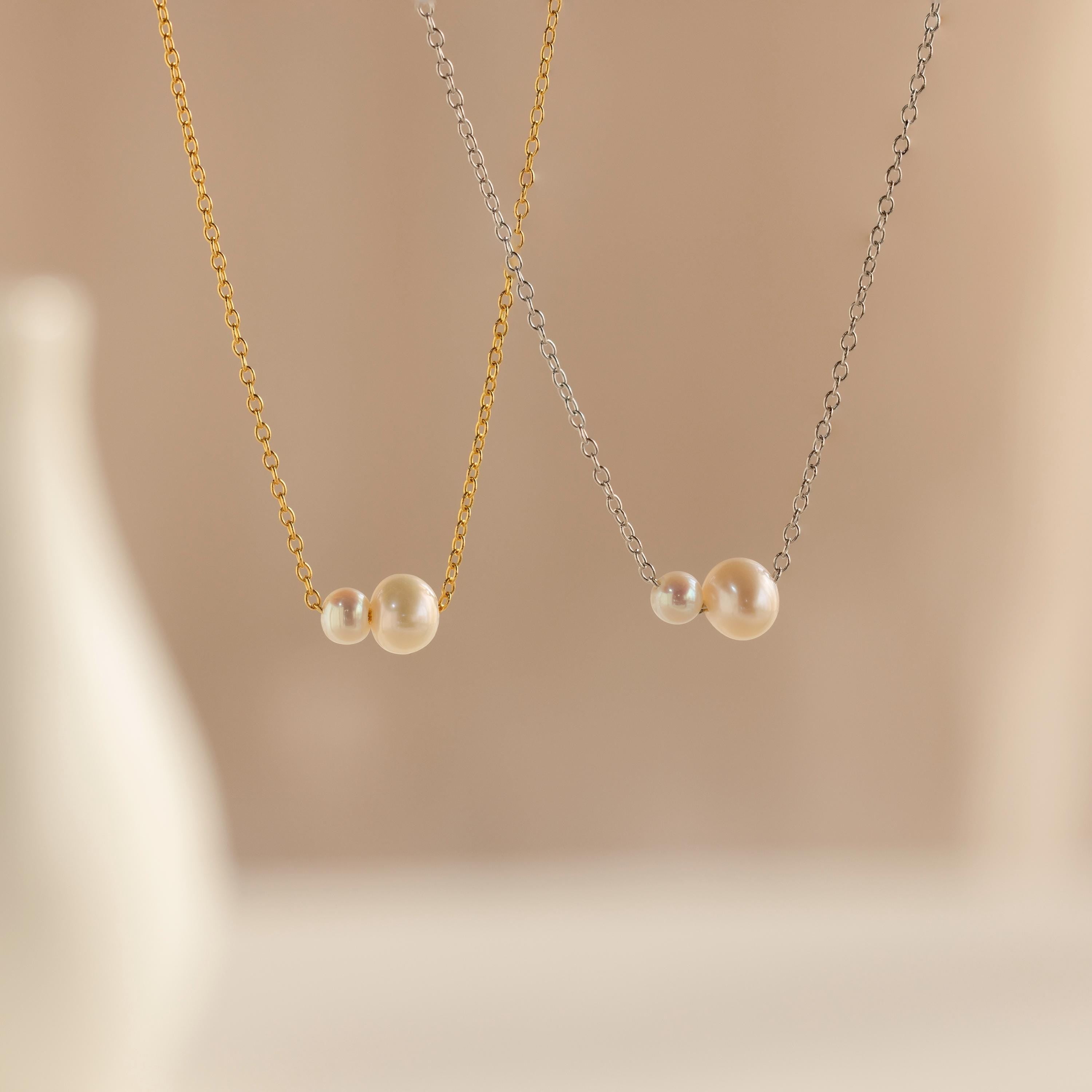 Dainty Duo Pearl Necklace