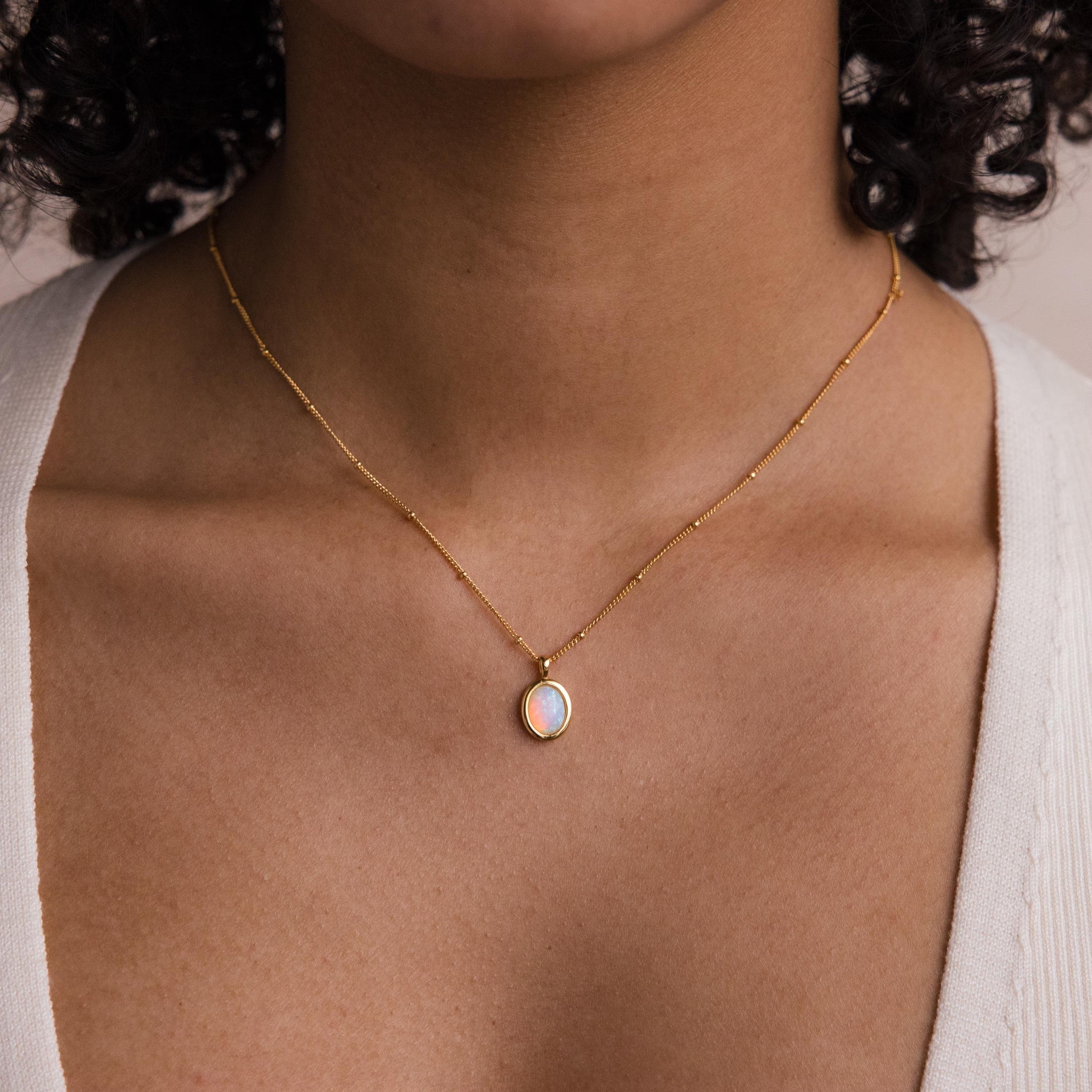  Madison Fero 18K Gold-Sterling Silver Opal Pendant Necklace