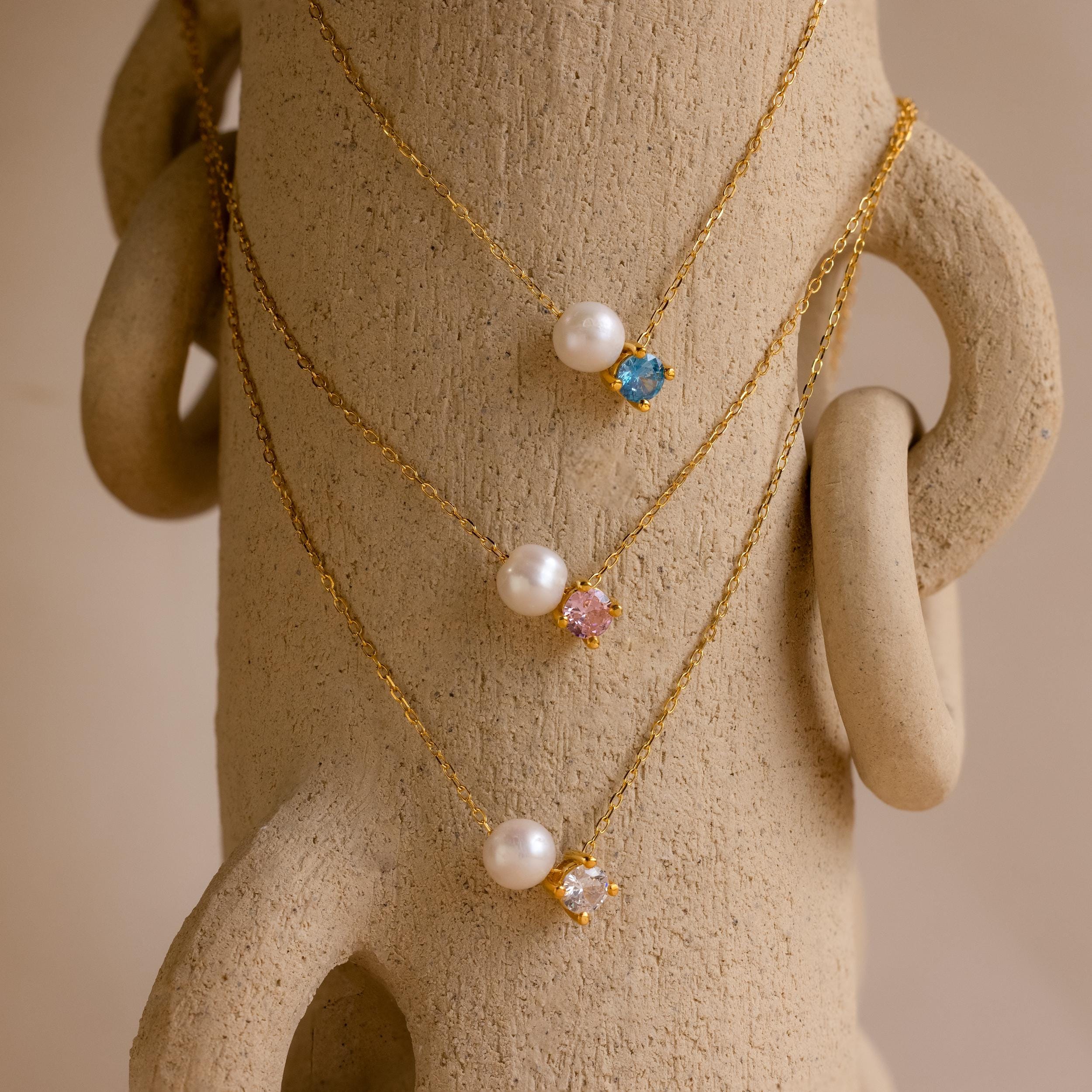 Pearl & Birthstone Diamond Necklace