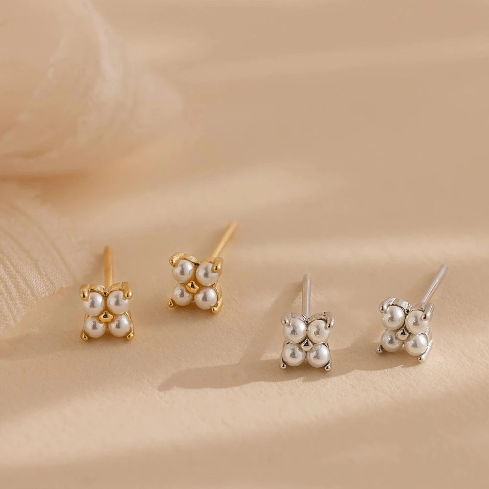 Pearl Clover Stud Earrings