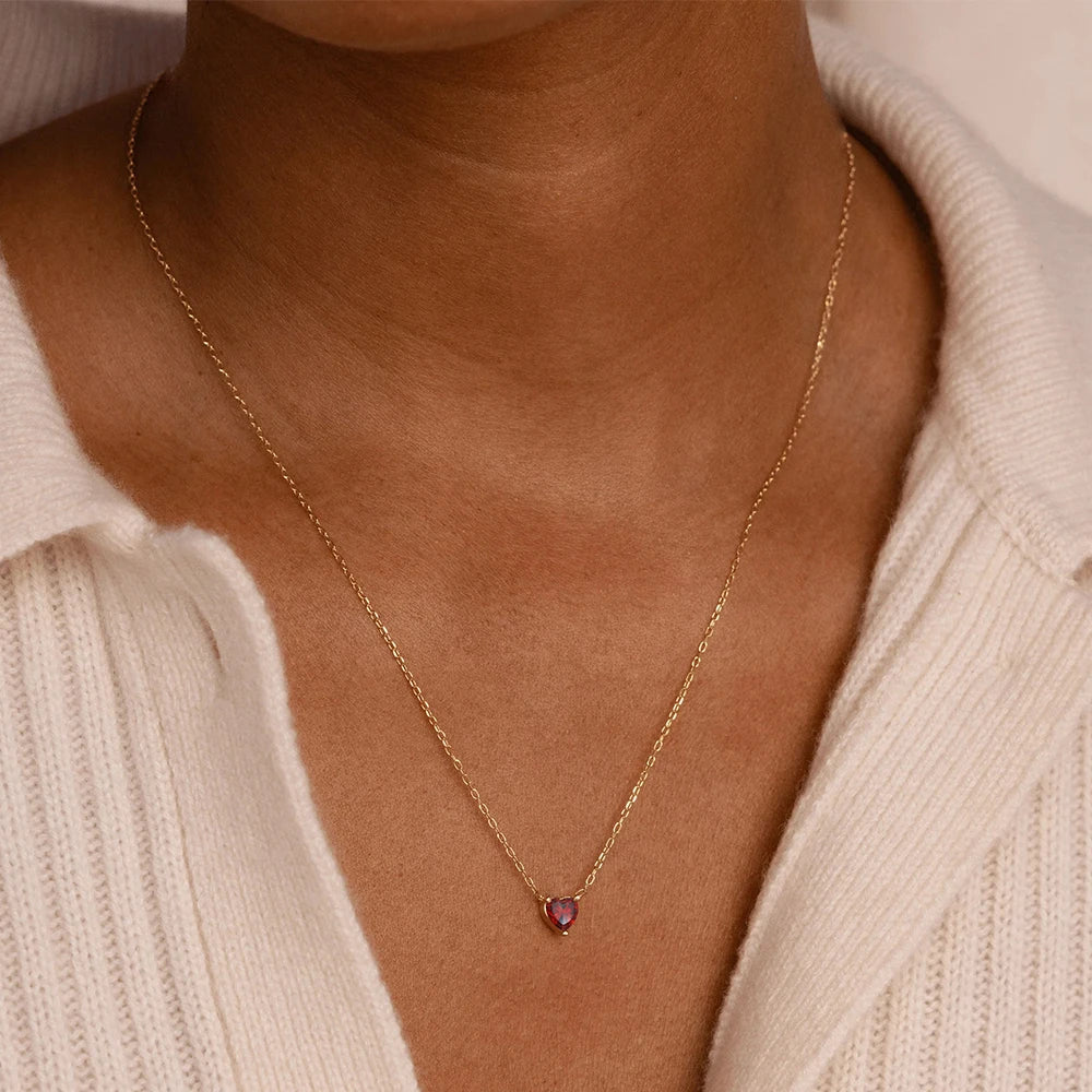 Red Heart Gemstone Necklace