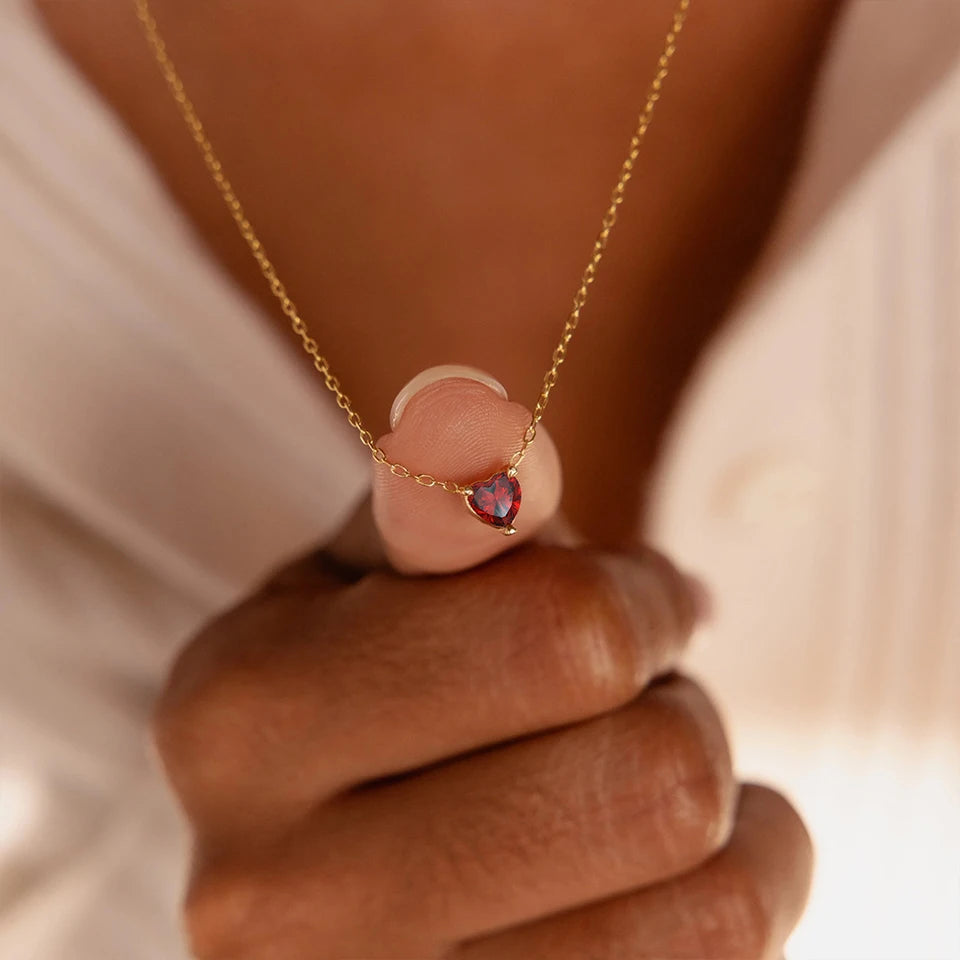 Red Heart Gemstone Necklace