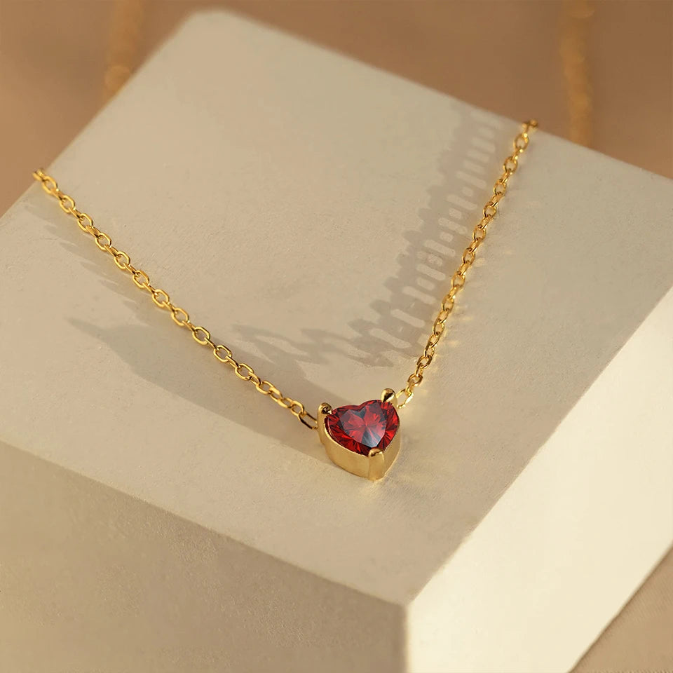 Red Heart Gemstone Necklace
