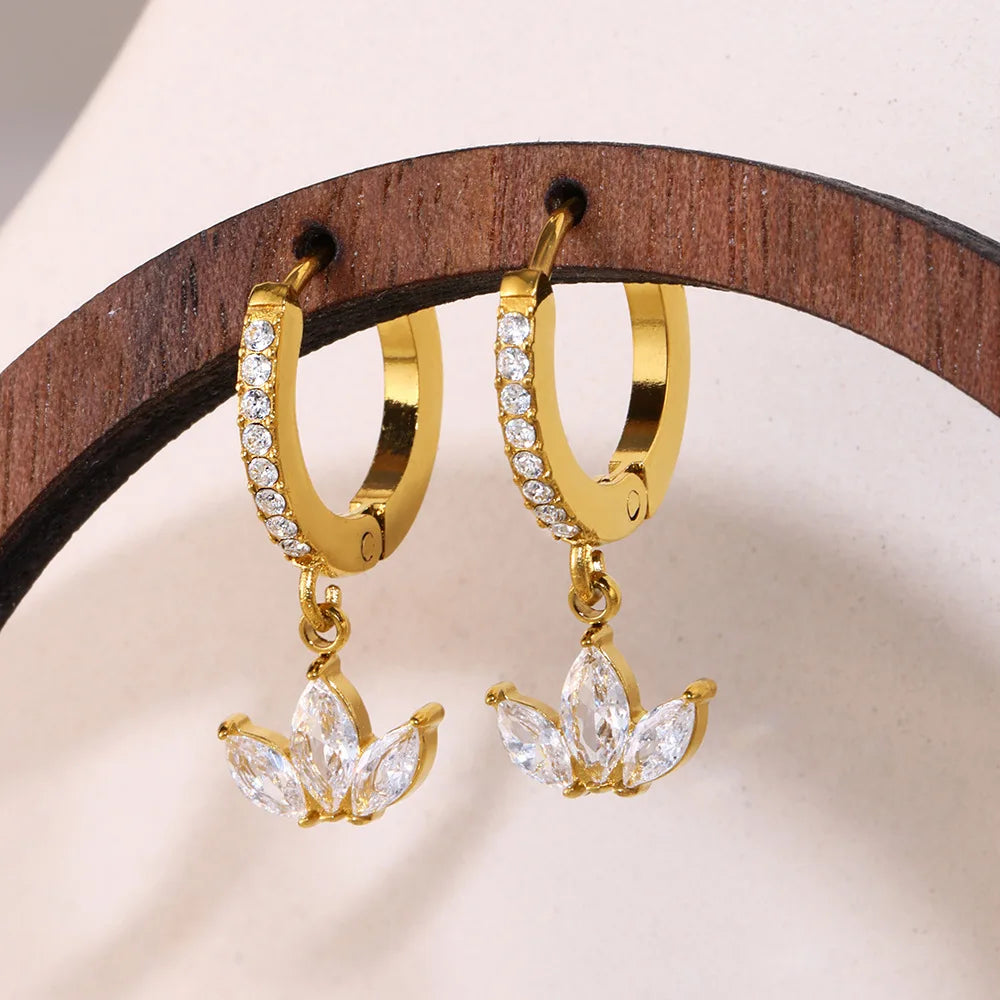 Diamond Leaf Earrings