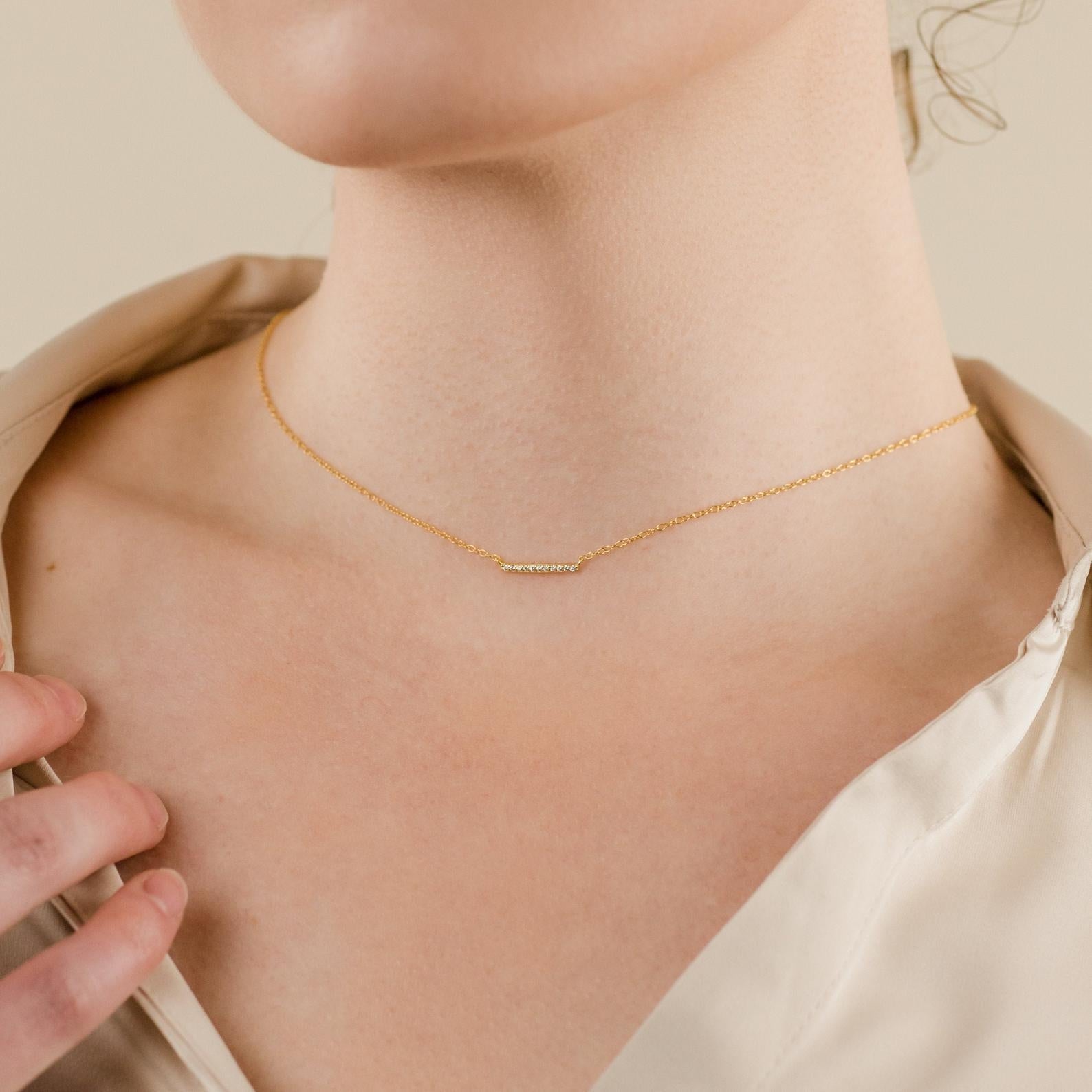  Madison Fero 18K Gold-Sterling Silver Pave Bar Necklace