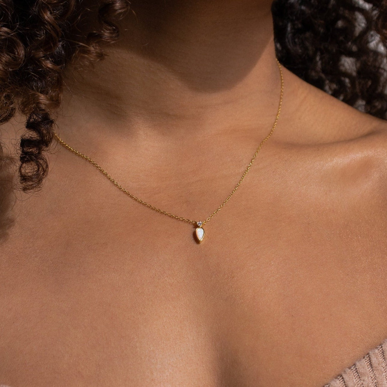  Madison Fero 18K Gold-Sterling Silver Opal Drop Necklace