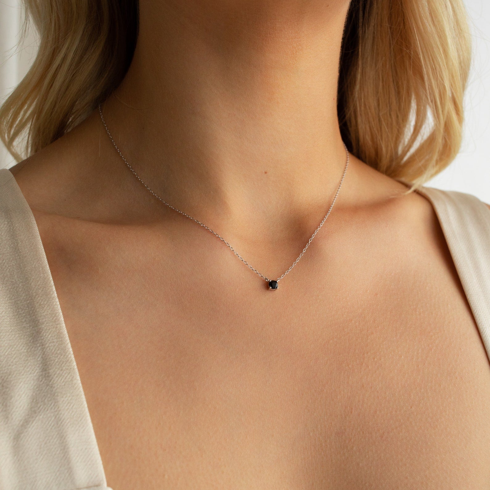  Madison Fero 18K Gold-Sterling Silver Onyx Dainty Diamond Necklace
