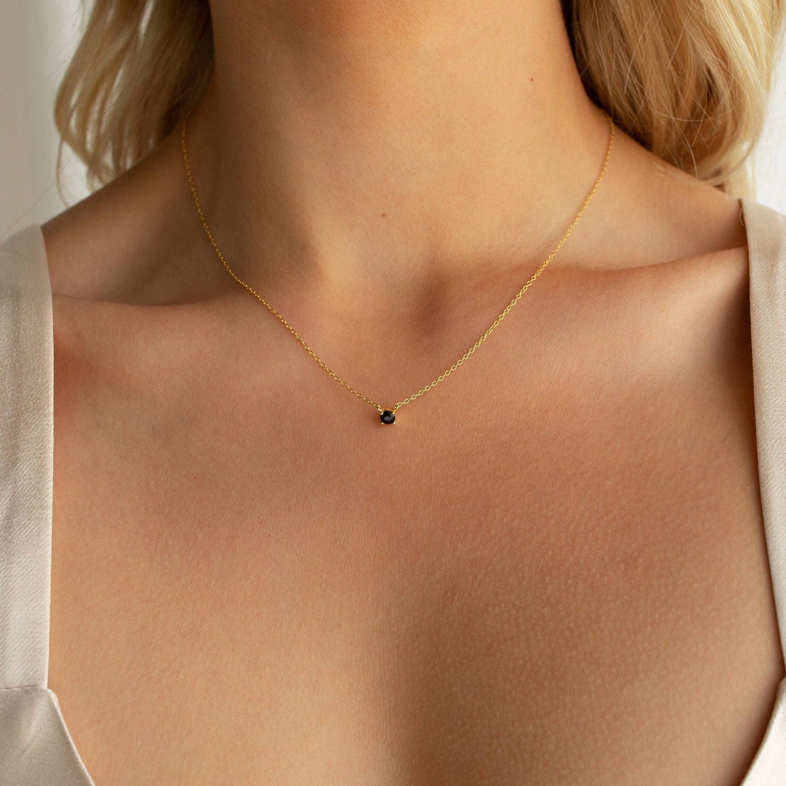  Madison Fero 18K Gold-Sterling Silver Onyx Dainty Diamond Necklace