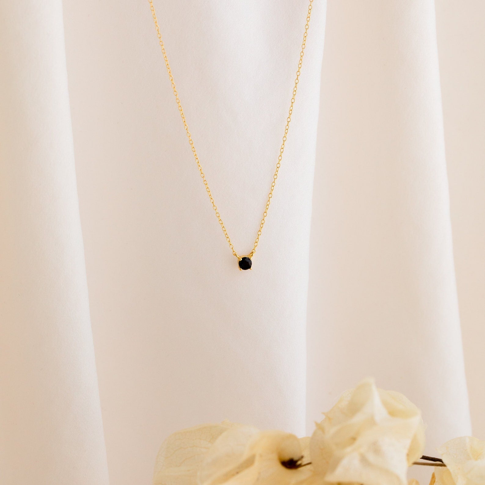  Madison Fero 18K Gold-Sterling Silver Onyx Dainty Diamond Necklace