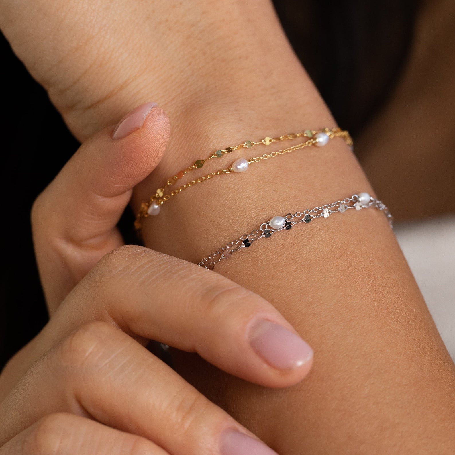  Madison Fero 18K Gold-Sterling Silver Magnolia Pearl Wrap Bracelet