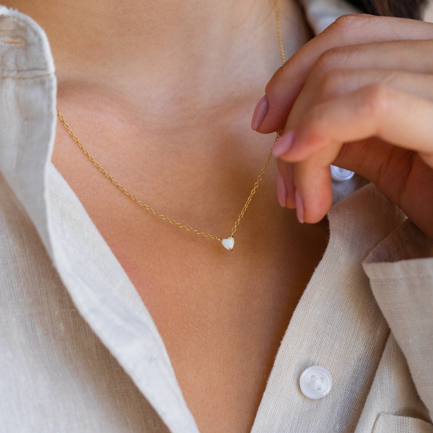 Opal Heart Necklace