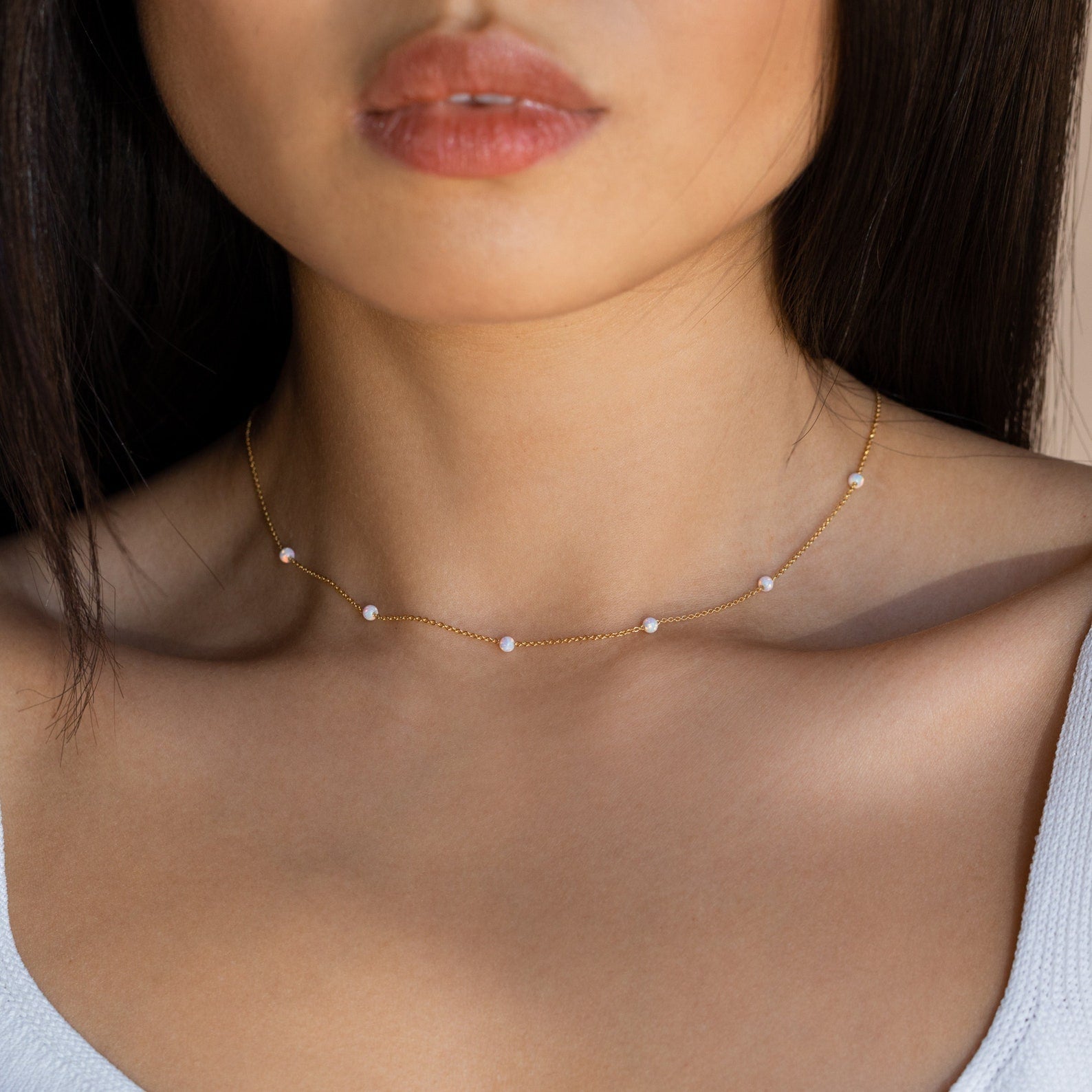  Madison Fero 18K Gold-Sterling Silver Opal Station Necklace