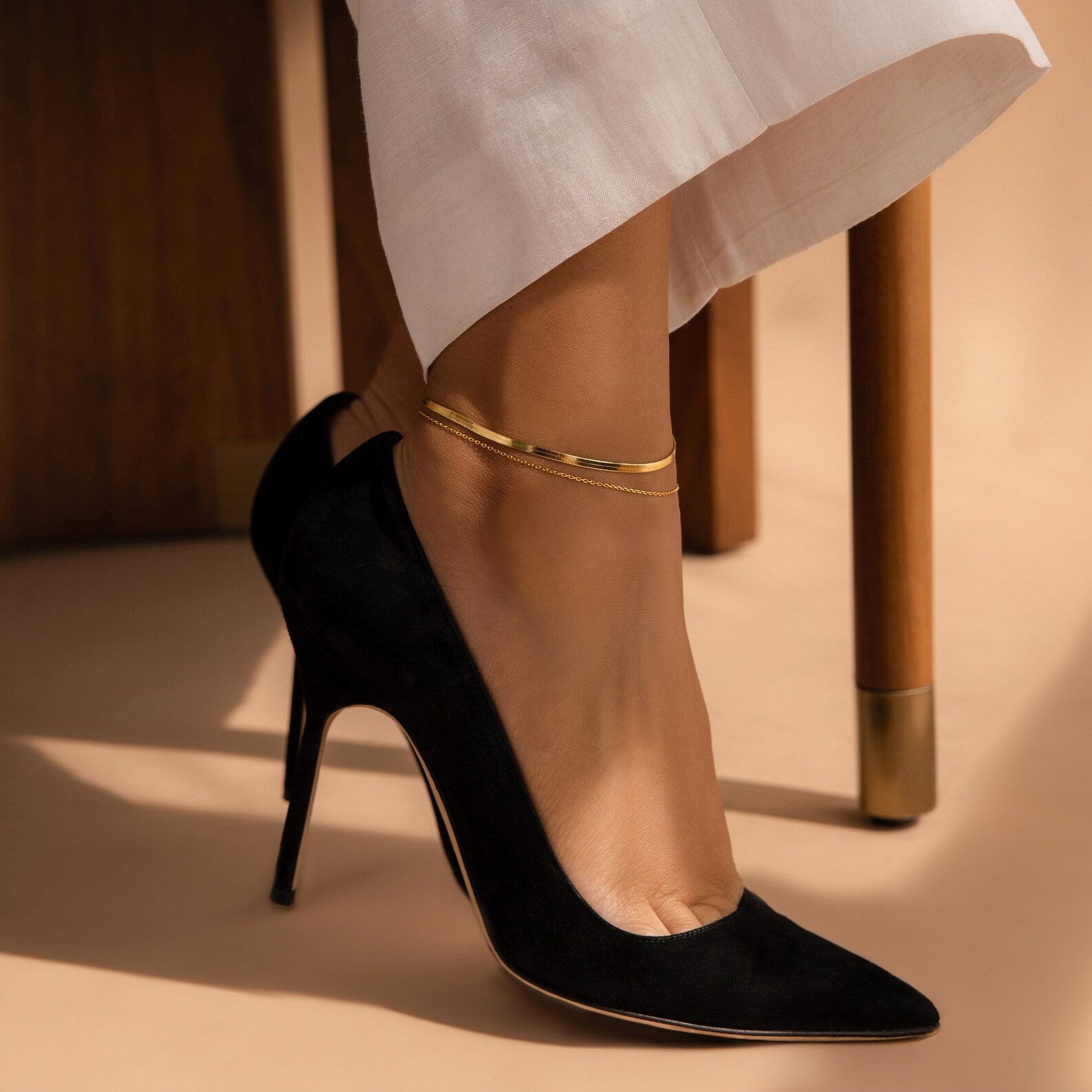  Madison Fero 18K Gold / One Size-Sterling Silver / One Size Micro Rolo Chain Anklet