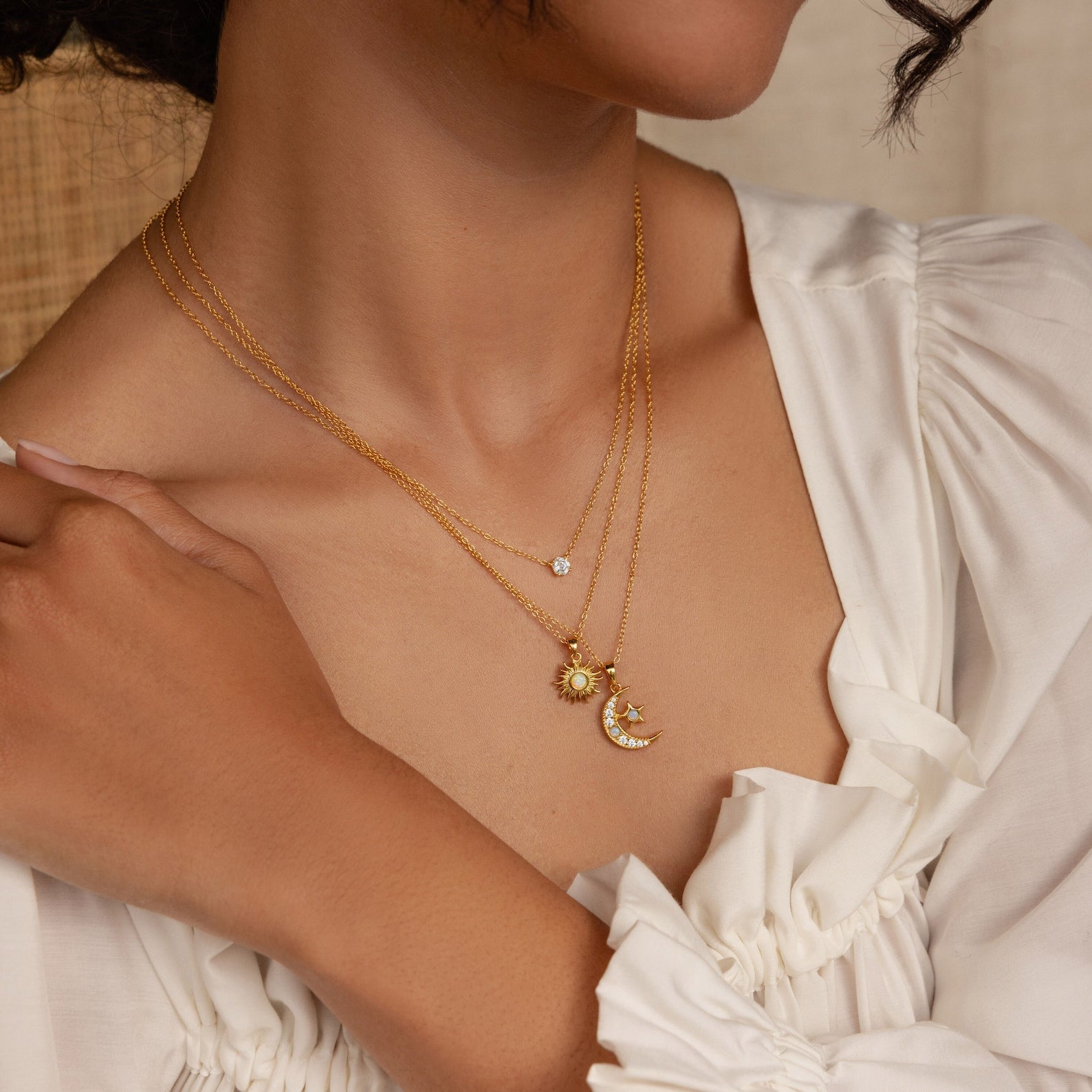  Madison Fero 18K Gold-Sterling Silver Opal Sun Necklace