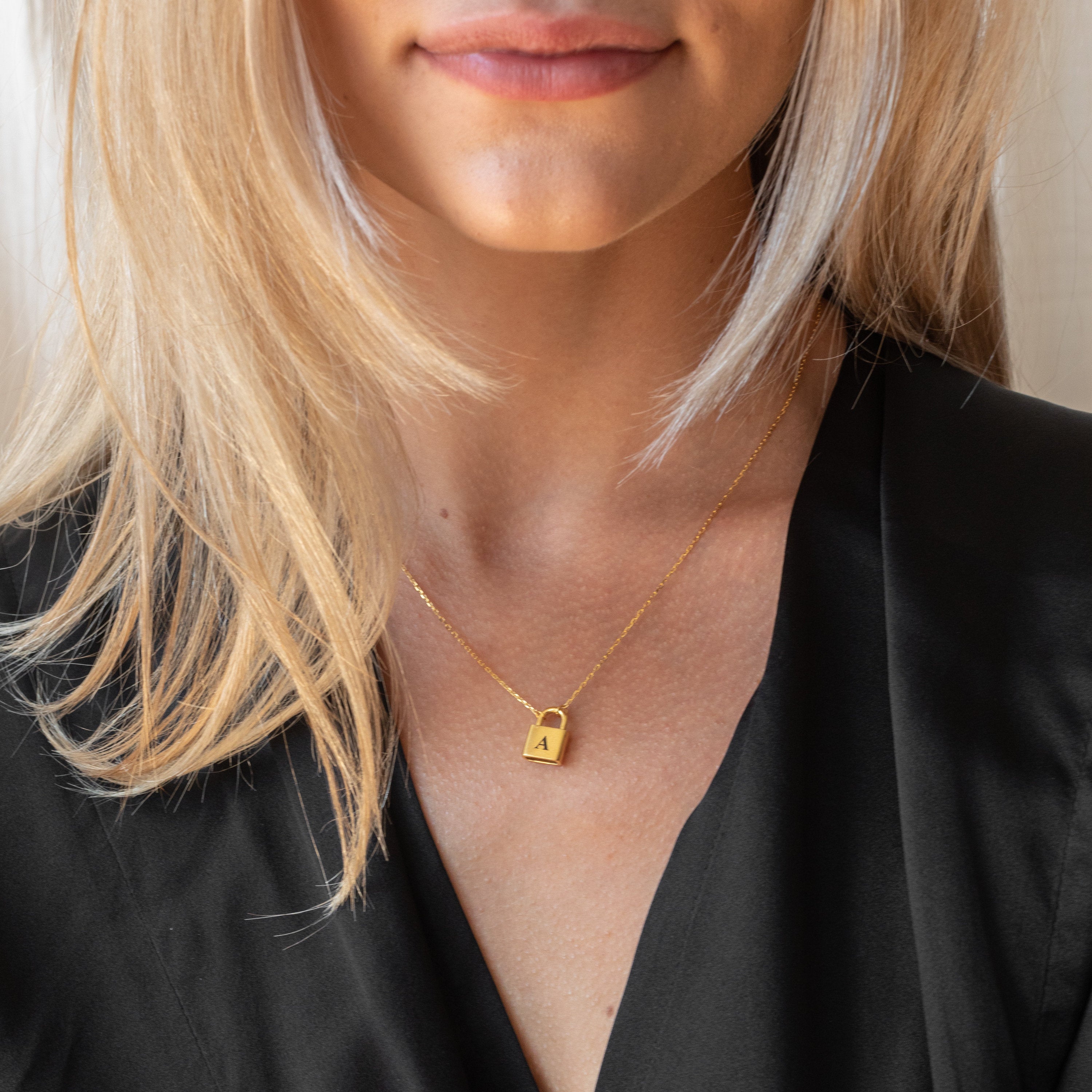  Madison Fero 18K Gold / 14 Inches / One Side-18K Gold / 14 Inches / Both Sides (+$8)-18K Gold / 15 Inches / One Side-18K Gold / 15 Inches / Both Sides (+$8)-18K Gold / 16 Inches / One Side-18K Gold / 16 Inches / Both Sides (+$8)-18K Gold / 17 Inches / One Side-18K Gold / 17 Inches / Both Sides (+$8)-18K Gold / 18 Inches / One Side-18K Gold / 18 Inches / Both Sides (+$8) Padlock Necklace