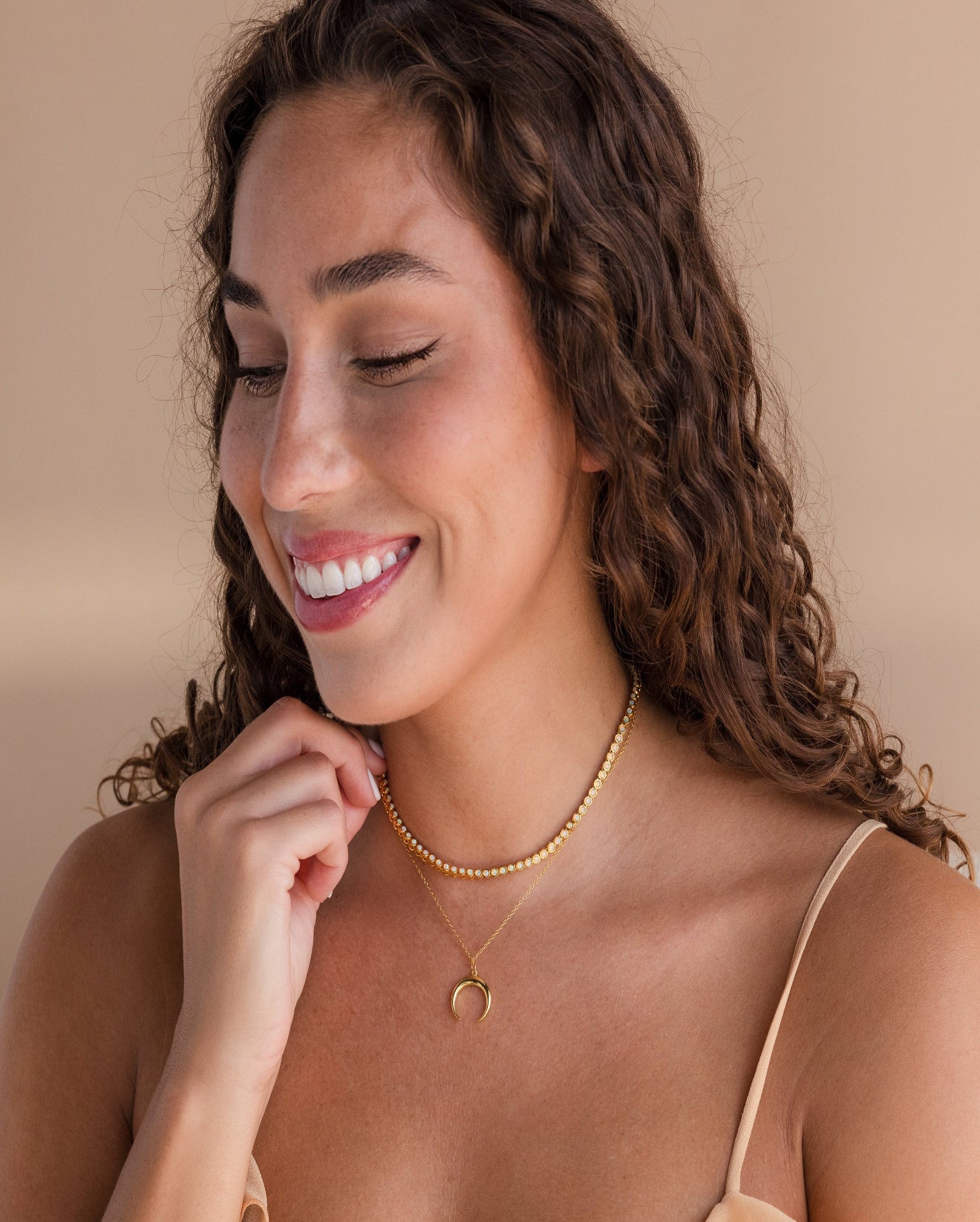  Madison Fero 18K Gold-White Gold Opal Bezel Tennis Necklace