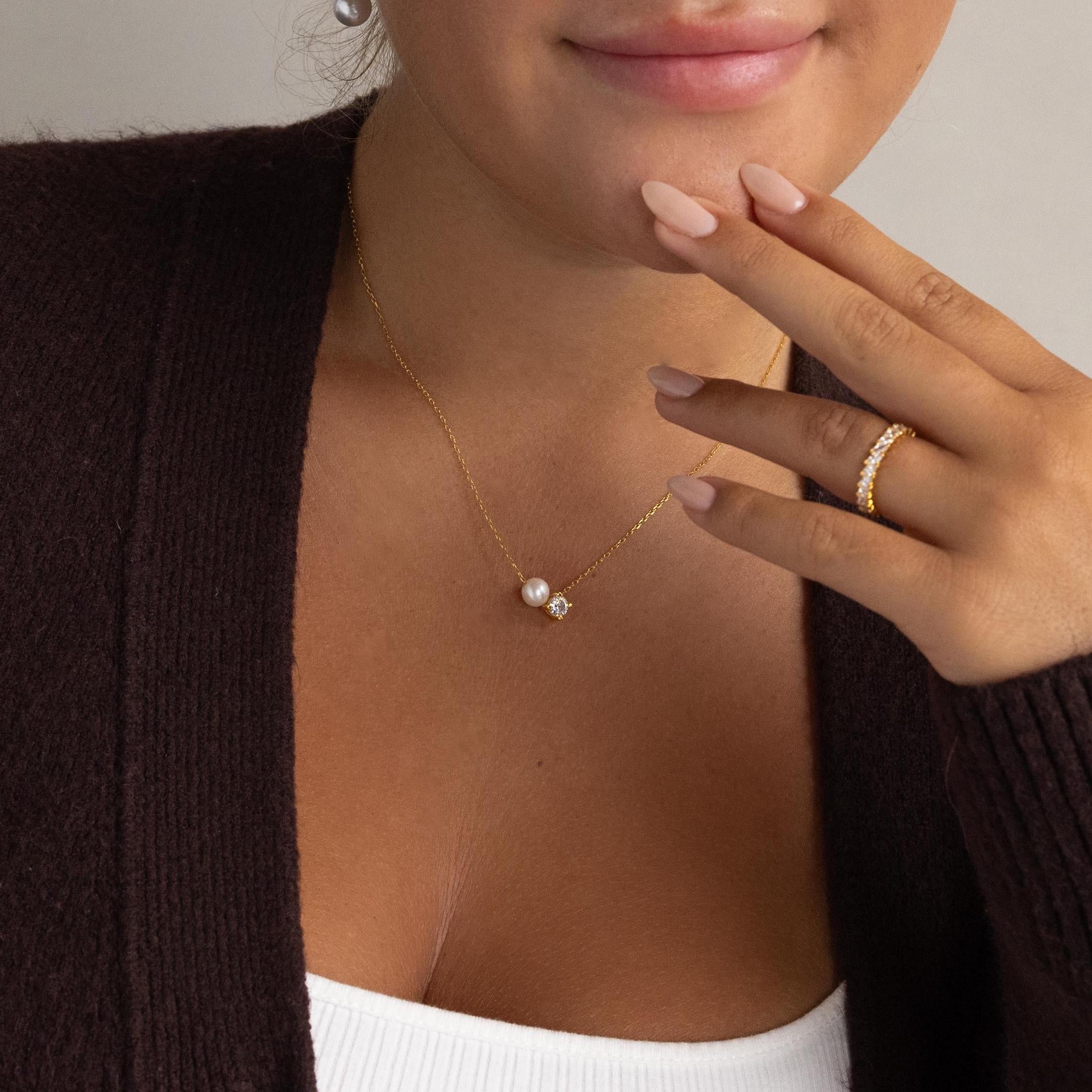 Pearl & Birthstone Diamond Necklace