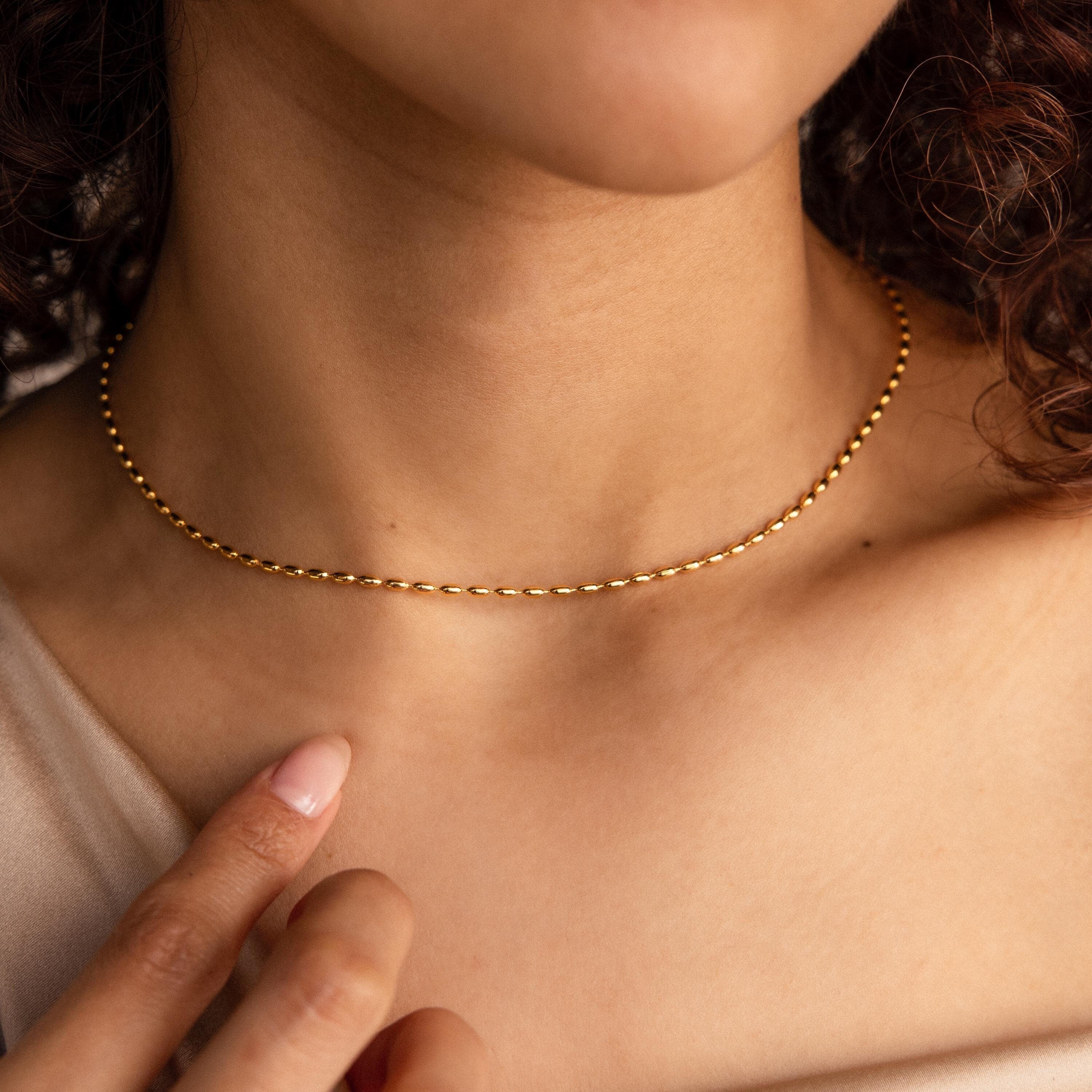  Madison Fero 18K Gold-White Gold Oval Beaded Necklace