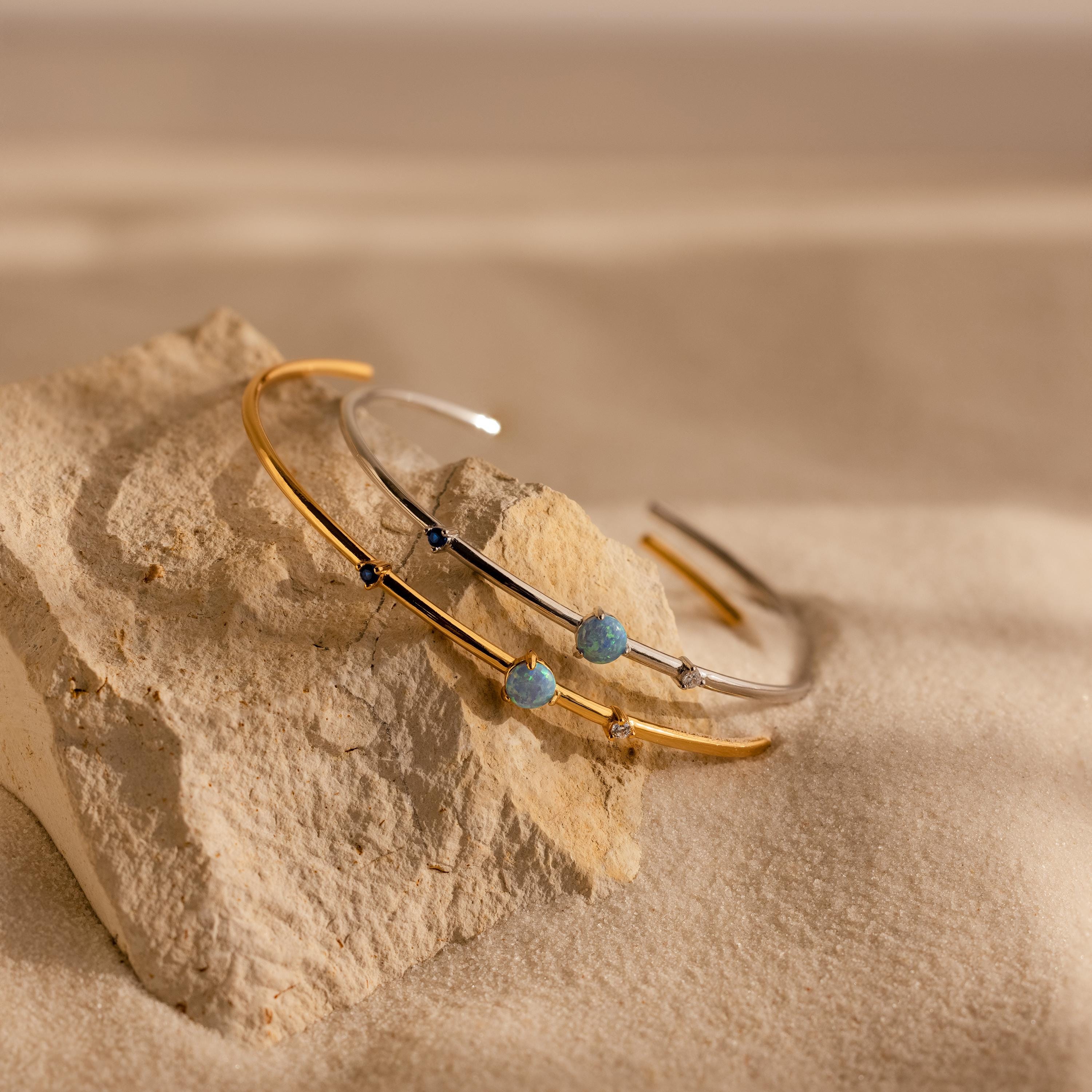  Madison Fero 18K Gold-Sterling Silver Opal & Diamond Cuff Bracelet
