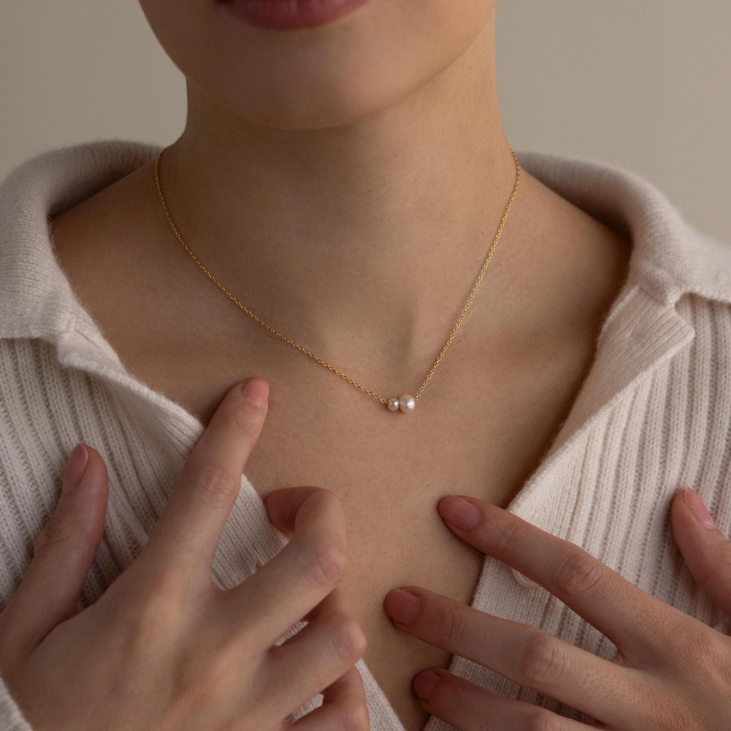 Dainty Duo Pearl Necklace