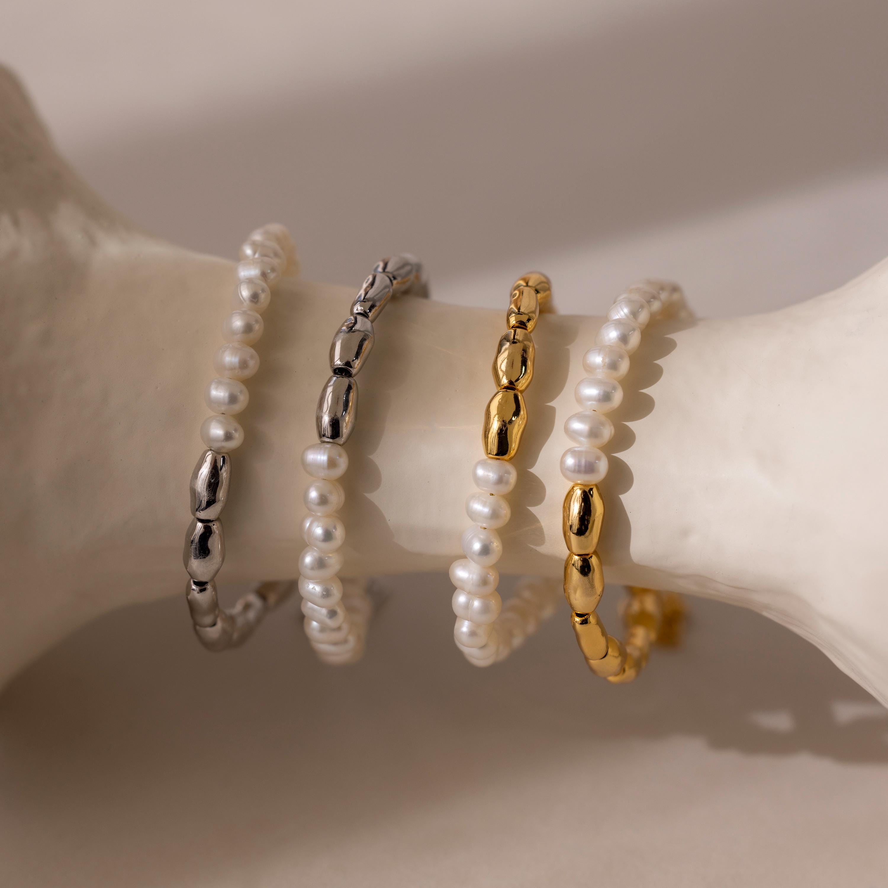 Duo Beaded Pearl Bracelet