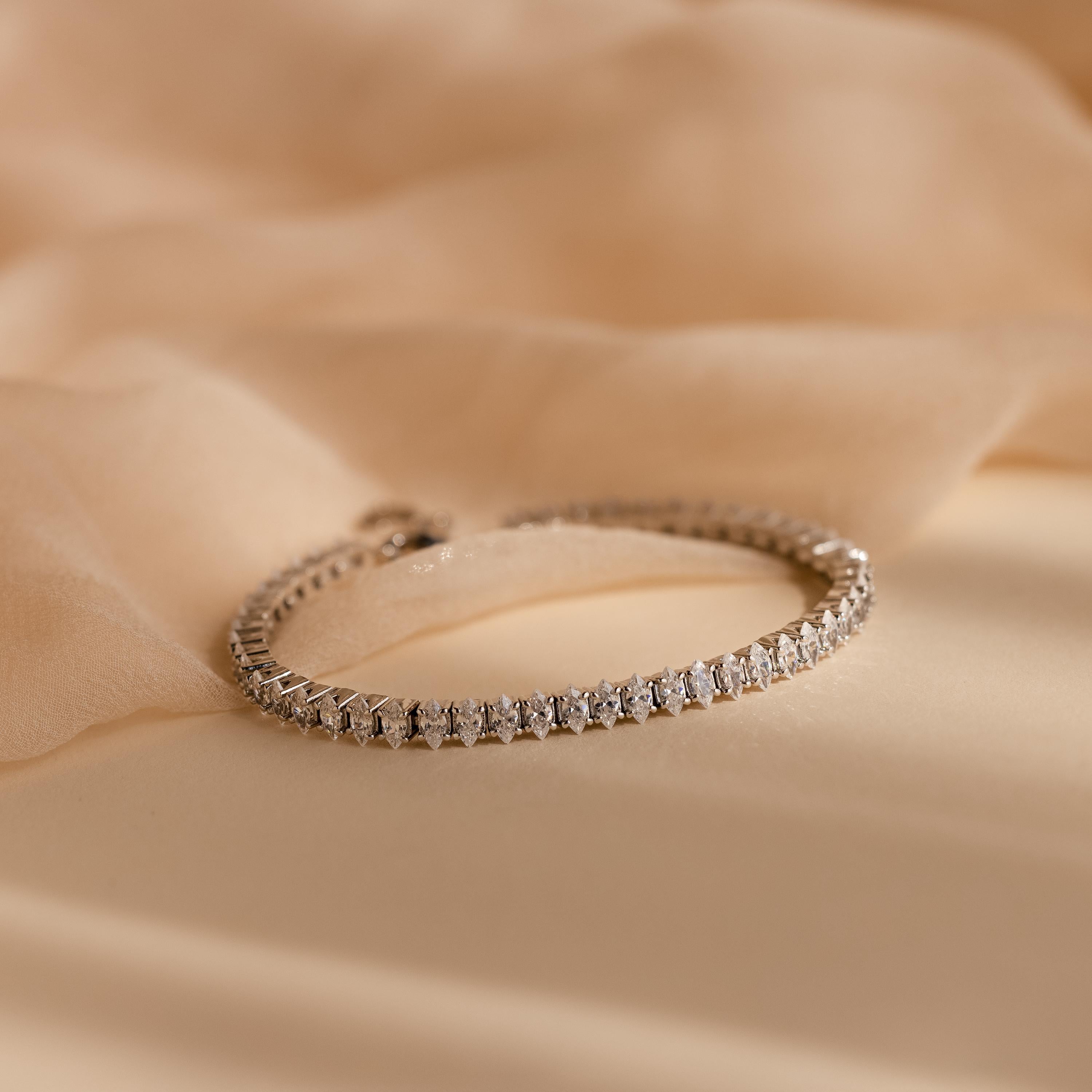  Madison Fero 18K Gold / 6 Inches-18K Gold / 6.5 Inches-18K Gold / 7 Inches-White Gold / 6 Inches-White Gold / 6.5 Inches-White Gold / 7 Inches Marquise Diamond Tennis Bracelet